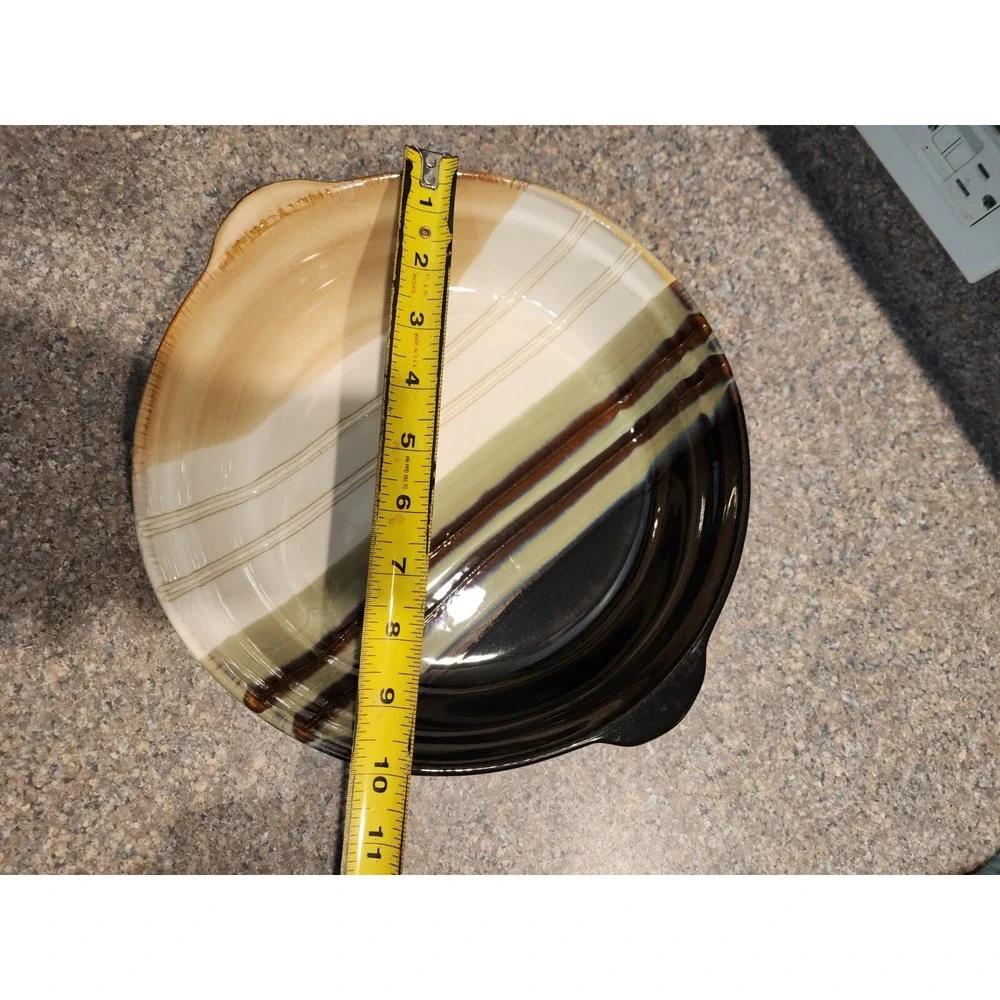 Home‎ Trendz Glazed Pottery Decorative Serving Bowl Dish Earthy Colors